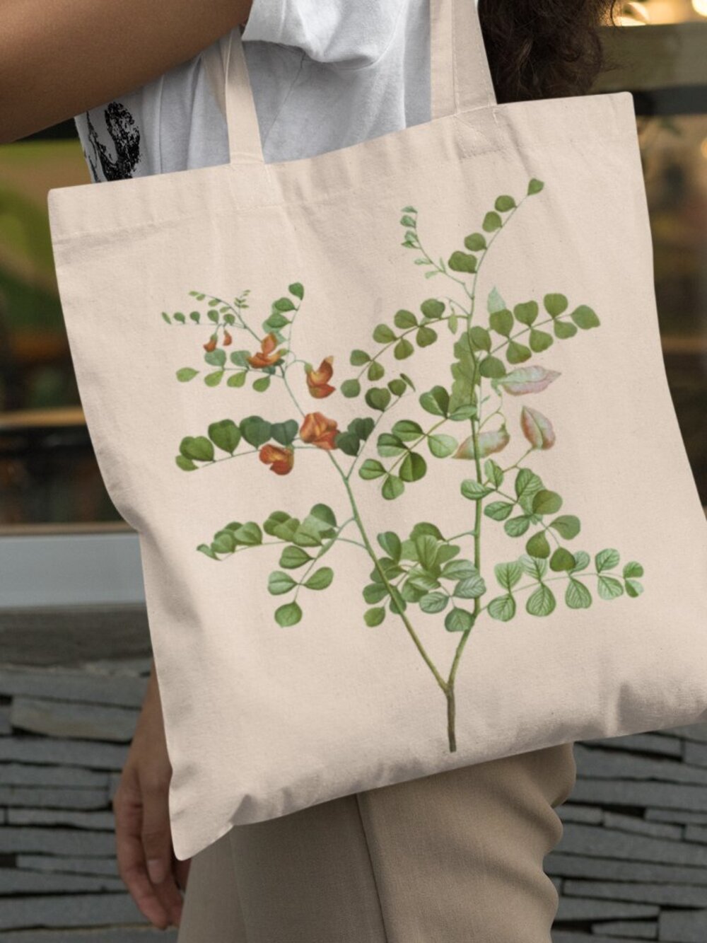 Oriental Bladder-Senna Vintage Floral Print Graphic Canvas Tote Bag